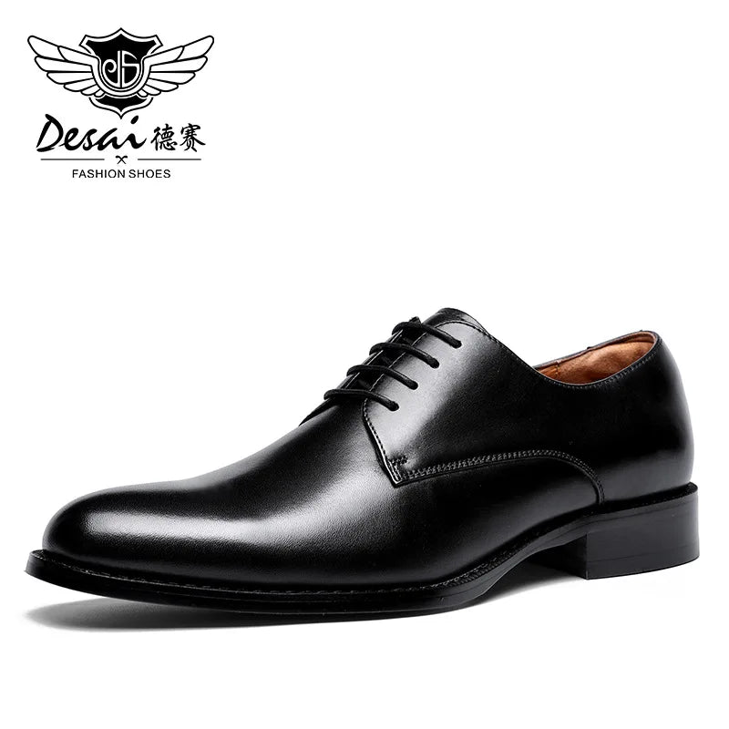 Oxford Mens Dress Shoes Formal Business Lace-Up Full Grain Leather Minimalist Shoes for Men