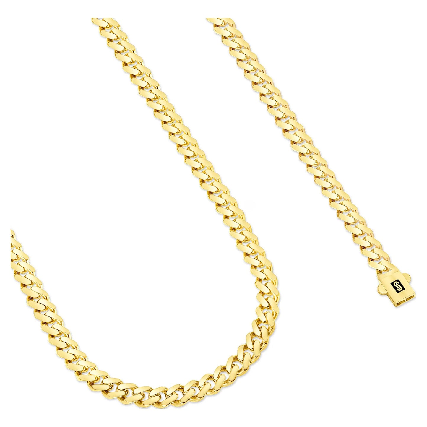 14K Yellow Gold 6Mm Royal Monaco Miami Cuban Link Chain Necklace, Mens Jewelry Fancy Box Clasp 18" - 30"