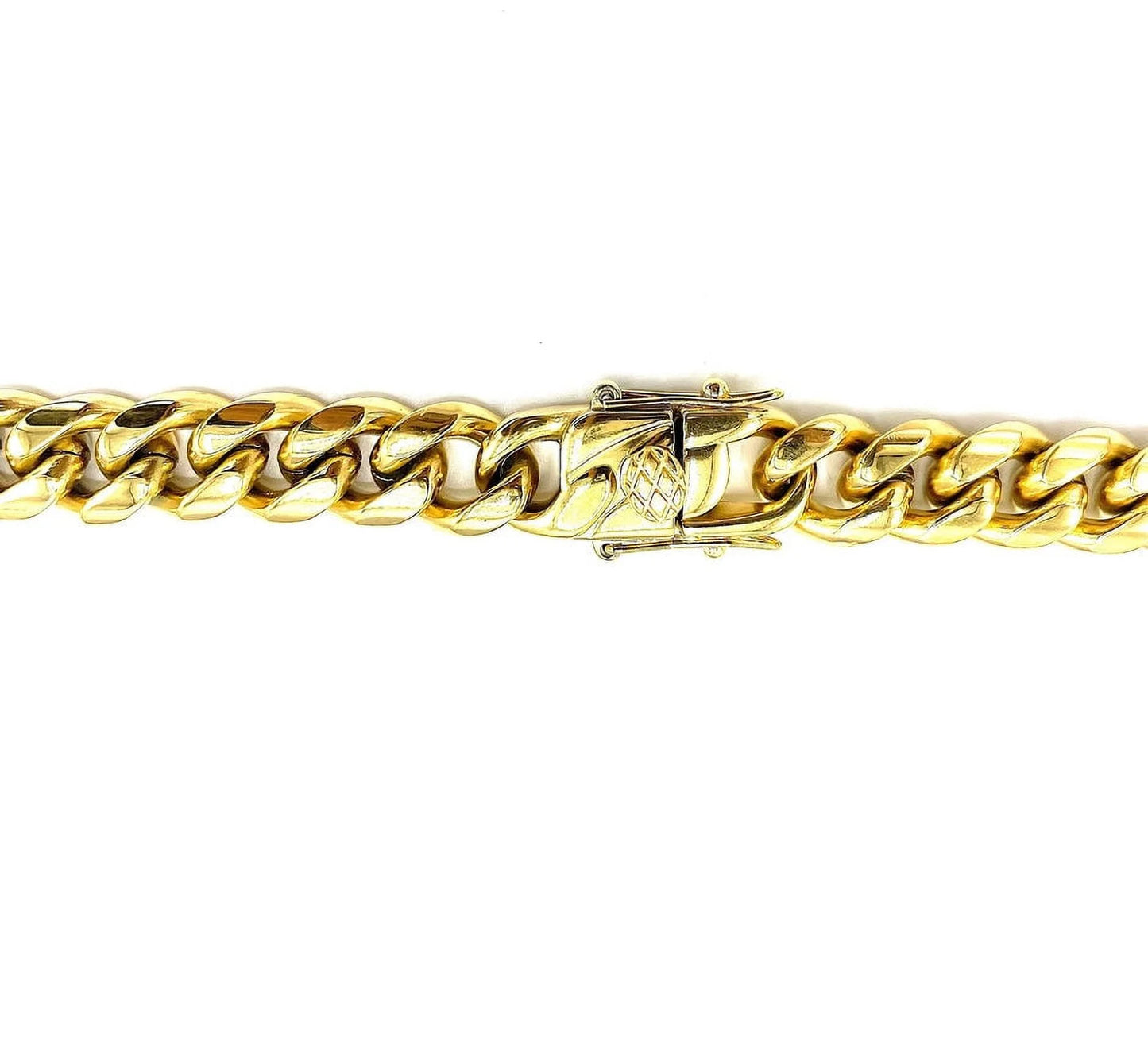 24K Miami Cuban Link Chain 10MM, for Men Real Solid Heavy Premium Gold Overlay Made in USA - 24"