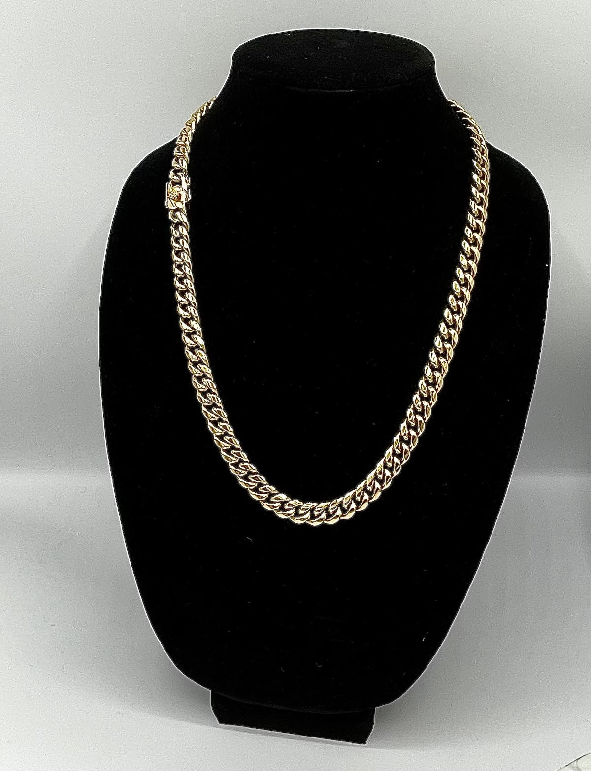 24K Miami Cuban Link Chain 10MM, for Men Real Solid Heavy Premium Gold Overlay Made in USA - 24"