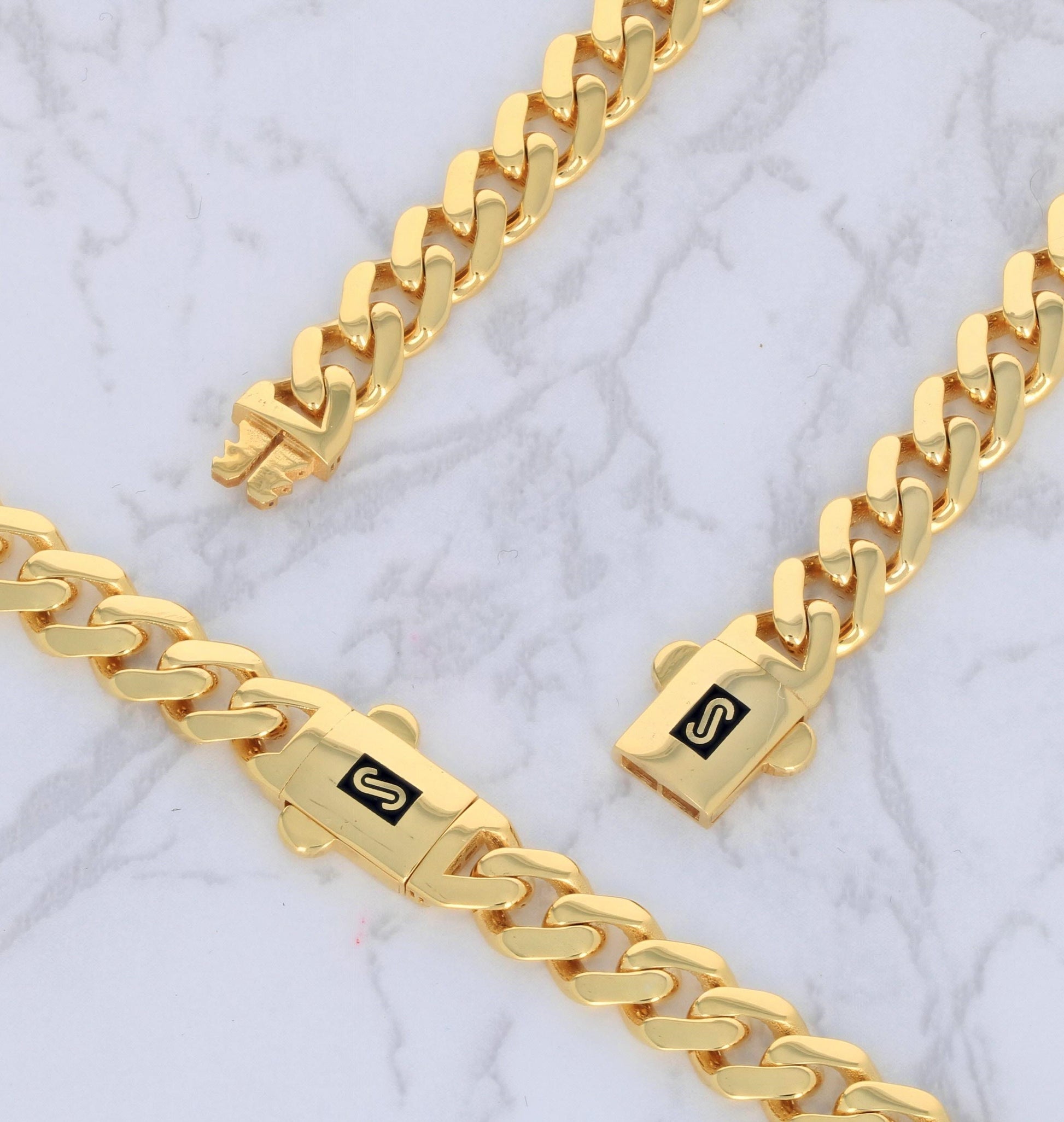 14K Yellow Gold 6Mm Royal Monaco Miami Cuban Link Chain Necklace, Mens Jewelry Fancy Box Clasp 18" - 30"