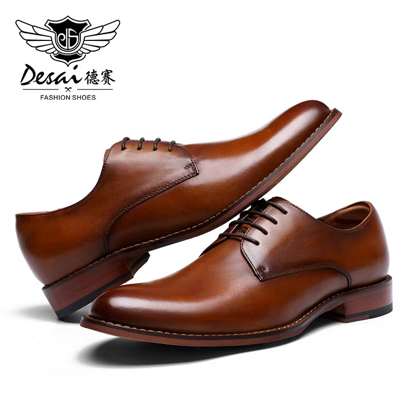 Oxford Mens Dress Shoes Formal Business Lace-Up Full Grain Leather Minimalist Shoes for Men