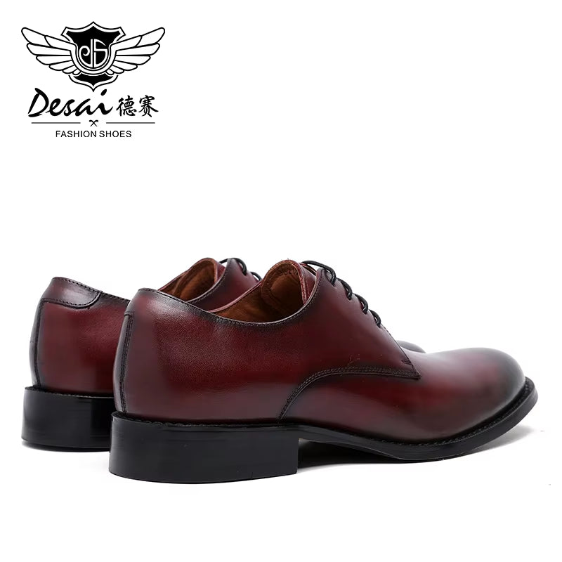 Oxford Mens Dress Shoes Formal Business Lace-Up Full Grain Leather Minimalist Shoes for Men