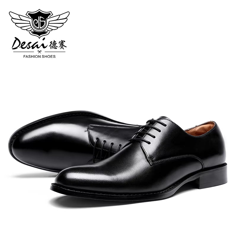 Oxford Mens Dress Shoes Formal Business Lace-Up Full Grain Leather Minimalist Shoes for Men