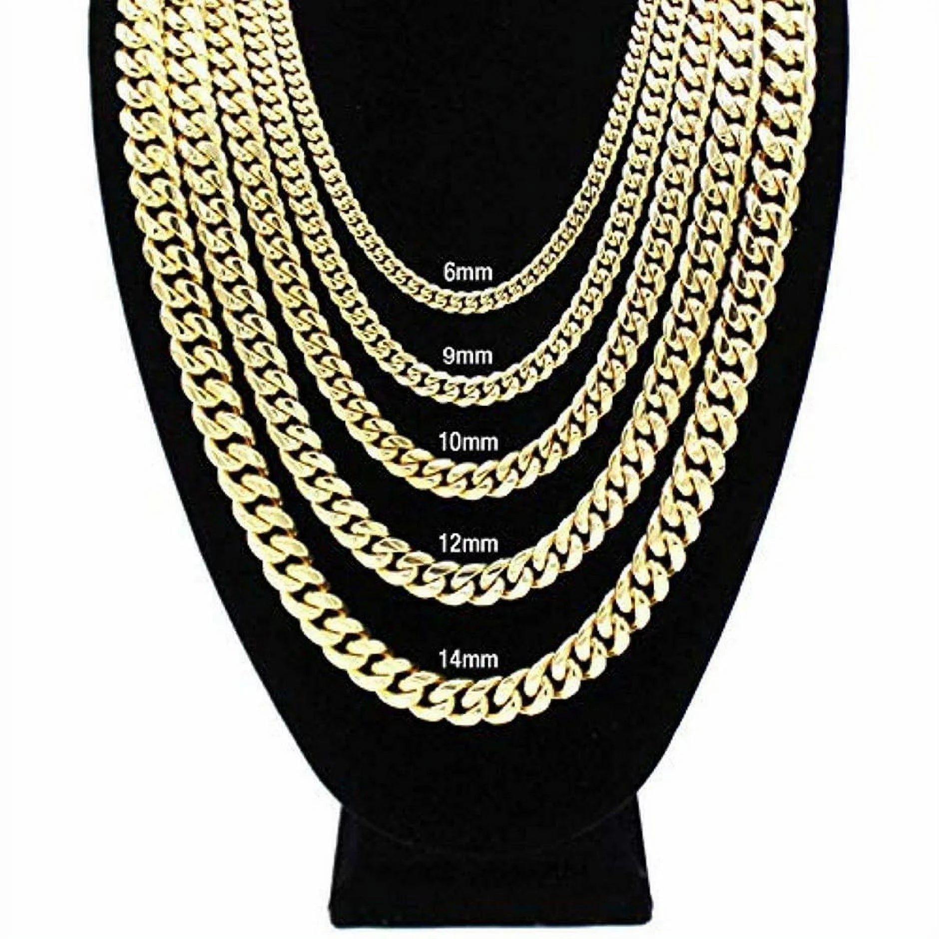 24K Miami Cuban Link Chain 10MM, for Men Real Solid Heavy Premium Gold Overlay Made in USA - 24"