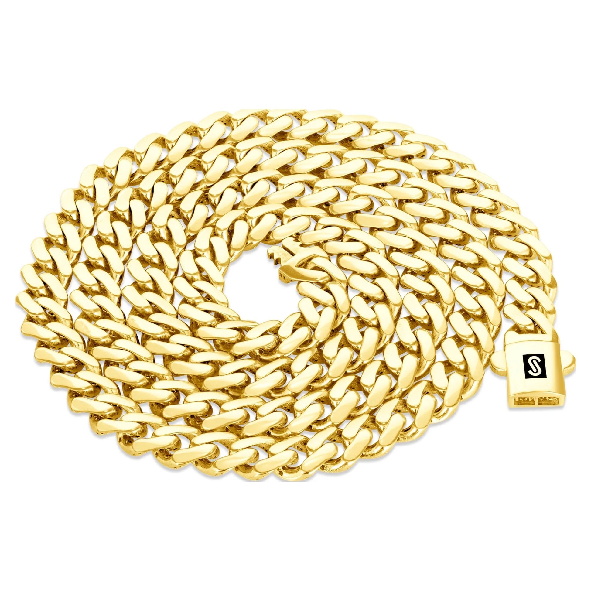 14K Yellow Gold 6Mm Royal Monaco Miami Cuban Link Chain Necklace, Mens Jewelry Fancy Box Clasp 18" - 30"