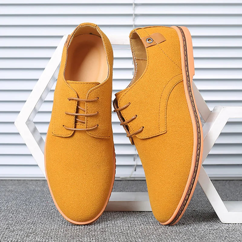 Top Quality Brown Oxford Shoes Men Derby Loafers Big Size 48 Casual Mens Shoes Business Man Sneakers Yellow Dress Shoes Fashion