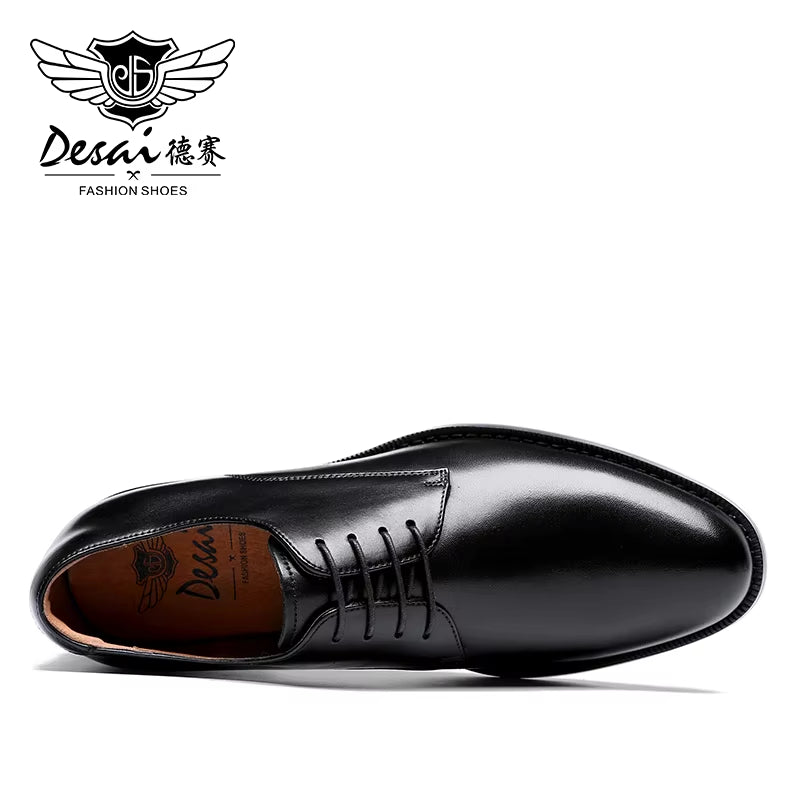 Oxford Mens Dress Shoes Formal Business Lace-Up Full Grain Leather Minimalist Shoes for Men