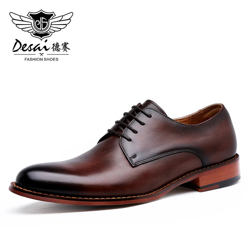 Oxford Mens Dress Shoes Formal Business Lace-Up Full Grain Leather Minimalist Shoes for Men