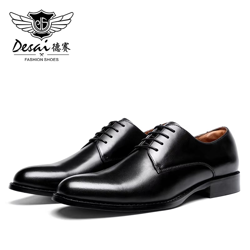 Oxford Mens Dress Shoes Formal Business Lace-Up Full Grain Leather Minimalist Shoes for Men